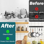 2 Pack Steel-made Kitchen Utensil Rack Organizer Wall-mounted Pot Pans Wall Hanger Holder for Coffee Mug Rack Cup Hanging Kitchen Black with 10 S Hooks