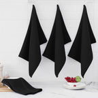 Homaxy 100% Cotton Oversized Waffle Weave Kitchen Dish Towels, Ultra Soft Absorbent Quick Drying Cleaning Towel, 20 x 28 Inches, 4-Pack, Black