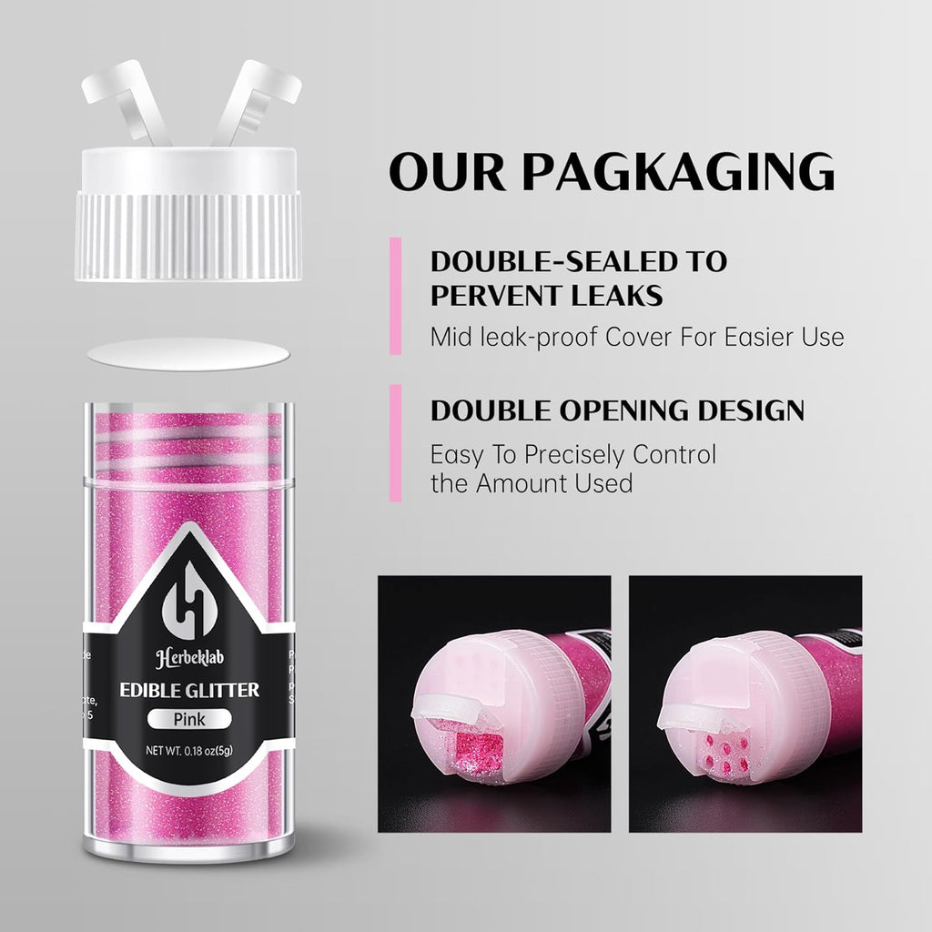 Edible Glitter for Cocktails - 6 Colors Luster Dust Edible Drink Glitter Food Grade Metallic Shimmer Powder Cake Sprinkles for Beverage Chocolate Candy, 5g/Bottle