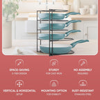 Heavy-Duty Pots and Pans Organizer | 5-Tier Cookware & Lid Storage Rack | Free-Standing or Wall-Mount | Kitchen Organizer for Cast Iron Skillets, Pots, Frying Pans, Lids | Black