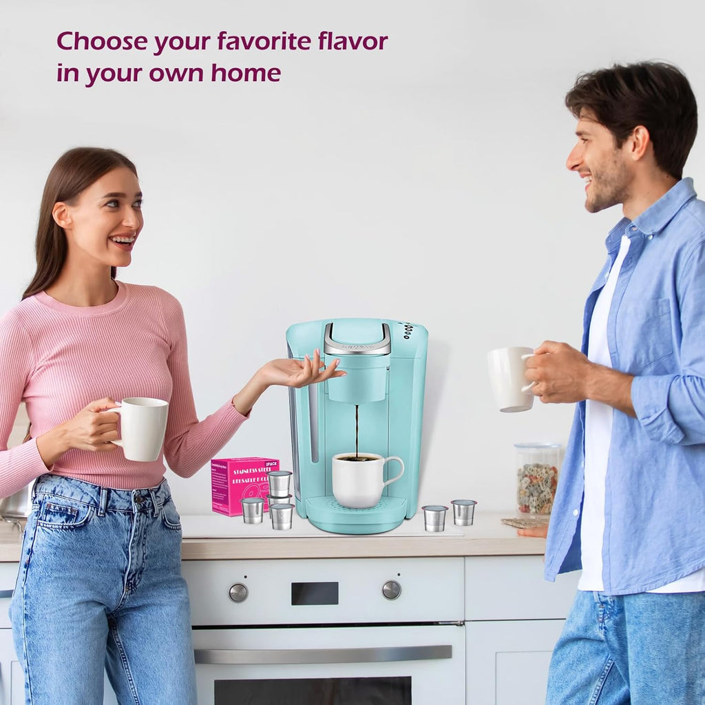 Reusable K Cups,Kcup Refillable Coffee Pod,Refillable K cups for k-eurig 1.0 & 2.0 Coffee Makers, 304 stainless steel, Eco-Friendly, BPA-Free,(6 Pack)