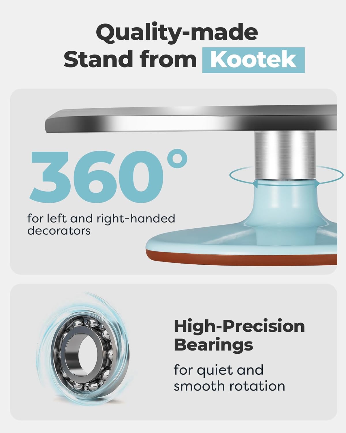 Kootek Aluminium Alloy Revolving Cake Stand 12 Inch Rotating Cake Turntable for Cake, Cupcake Decorating Supplies