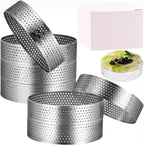 8Packs Perforated Tart Rings 3.15 Inch Stainless Steel Perforated Cake Rings, Round Tart Ring Molds for Cookies, fruit tarts, Prevent Soggy Crust & Even Baking