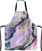 Marble Apron, Colorful Natural Luxury Gouache Landscape Unisex Kitchen Bib with Adjustable Neck for Cooking Gardening,Adult Size