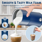 Huogary Milk Forther Simple Milk Frother and Steamer 2-in-1 Milk Steamer with Hot Milk Foam and Hot Milk for Latte, Macchiato, Cappuccinos (blue), medium