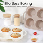 Vinino 2Pack Jumbo Silicone Muffin Pans for Baking with Metal Reinforced Frame, 6 Cups Large Size Nonstick Silicone Cupcake Pan, BPA Free Oven Dishwasher Safe Baking Mold for Muffins Cupcakes