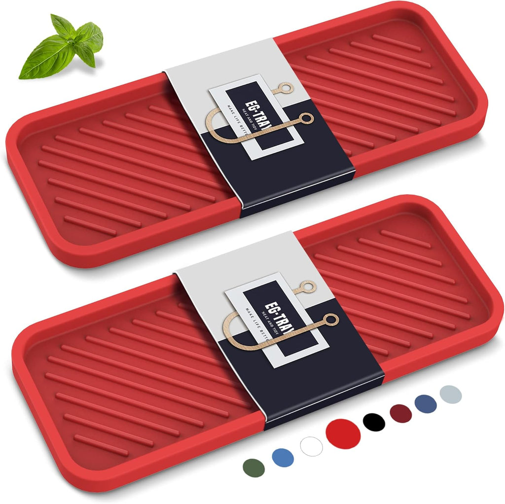 EG-SIPRO Kitchen Sink Organizer Tray,Sponge Holder for Kitchen Sink Bathroom Counter Tray Sponge Caddy Silicone Soap Holder for Soap dispenser, Bottle, Dishwashing Accessories(2-pack)