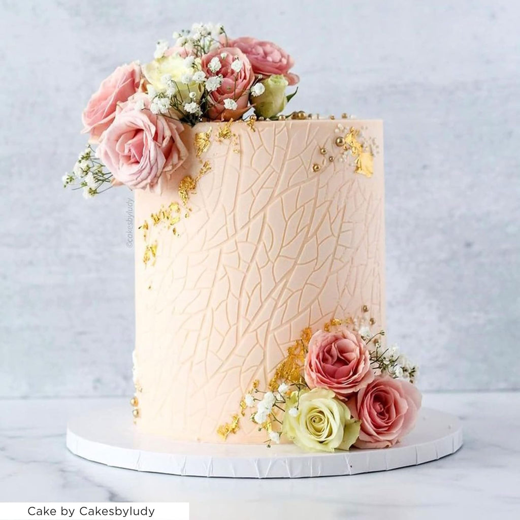 Cake Stencil - Seamless Delicate Pattern for Decorating Tall Double Barrel Cake to Use with Buttercream, Royal Icing, Ganache, Paint, Airbrush (MOZAI)