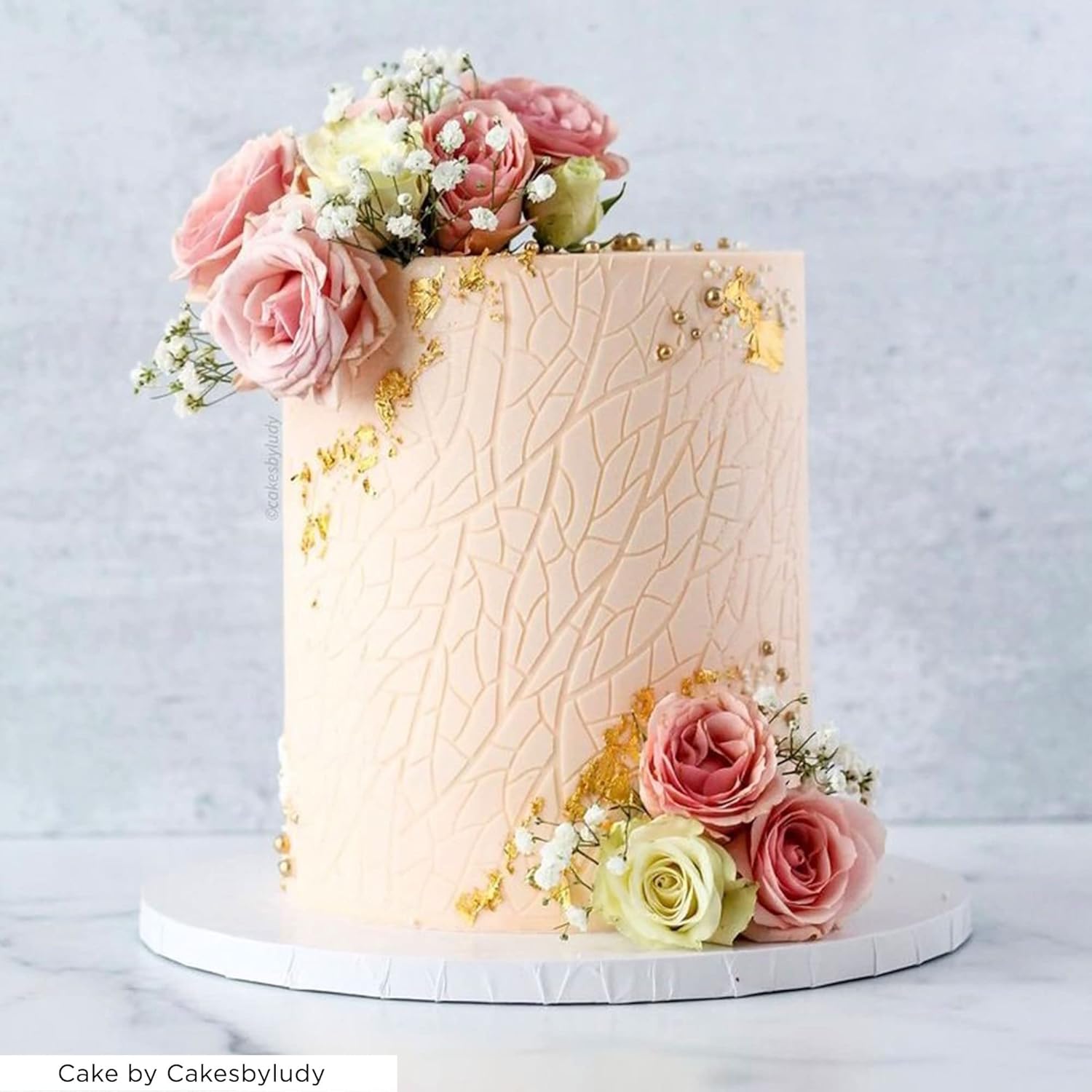 Cake Stencil - Seamless Delicate Pattern for Decorating Tall Double Barrel Cake to Use with Buttercream, Royal Icing, Ganache, Paint, Airbrush (MOZAI)