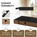 Floating Shelves for Wall, 31.5" W x 6.7" D x 1.5" H, Wooden Wall Mounted Display Shelves with Invisible Brackets for Living Room, Bedroom, Bathroom, Kitchen Decor and Storage, Set of 2, Black