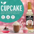 Syruvia Cupcake Coffee Syrup - 25.4 fl oz - Kosher Syrups, Gluten Free, No Coloring, Perfect for Drinks, Soda, Shakes, Desserts, and More.