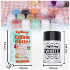 White Edible Glitter - 5g Food Grade Cake Decorating Shimmering Glitter, Edible Sprinkle Luster Dust for Drinks, Chocolates, Fondant, Strawberries, Cupcakes, Candy, Cookie - Vegan