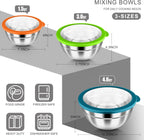 HaWare Mixing Bowls with Airtight Clear Lids, 6-Piece Stainless Steel Strong Nesting Bowls Set, Metal Salad Bowl for Cooking, Prepping, Baking, Serving & Food Storage, Size 4.6, 3, 1.5QT, Colorful
