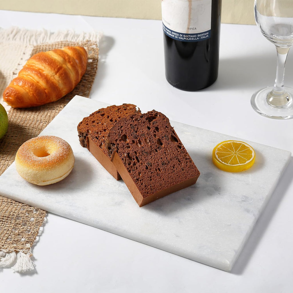 Koville African Natural Marble Cutting Board for Kitchen Pastry Bread, 12" x 8" Genuine Marble Cheese Board Stone Tray for Counter, Bathroom Perfume Tray Jewelry Candle Plate (Namib Fantasy)