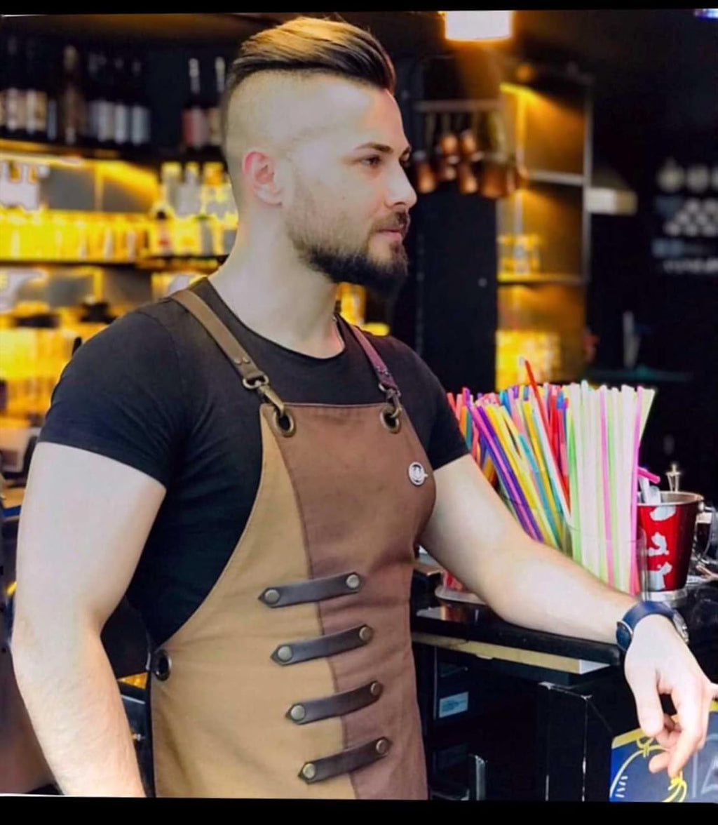 Apron for Women and Men Waterproof Canvas Extra Pocket for Chef Barista Gardening BBQ Grilling Crossback Unisex