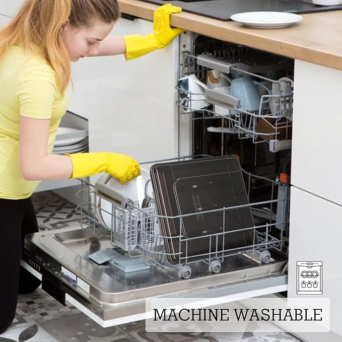 Silverware Tray with Lid, Utensil Drawer Organizer for Kitchen Countertop Plastic Flatware Organizers and Storage holder 5 Compartments Black