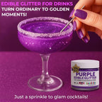 Bulk 20g Purple Edible Glitter for Drinks | Premium Edible Glitter for Cakes, Cocktails, Purple Cake Decorating Decorations Food Grade, Vegan, Kosher, Halal, Gluten Free - Made in USA