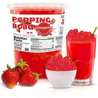 Fanale Strawberry Popping Boba Pearls, Vegan, Non GMO, Gluten Free, Fat Free, Perfect for Bubble Tea, Smoothies, Ice Cream, Desserts, and Beverages.