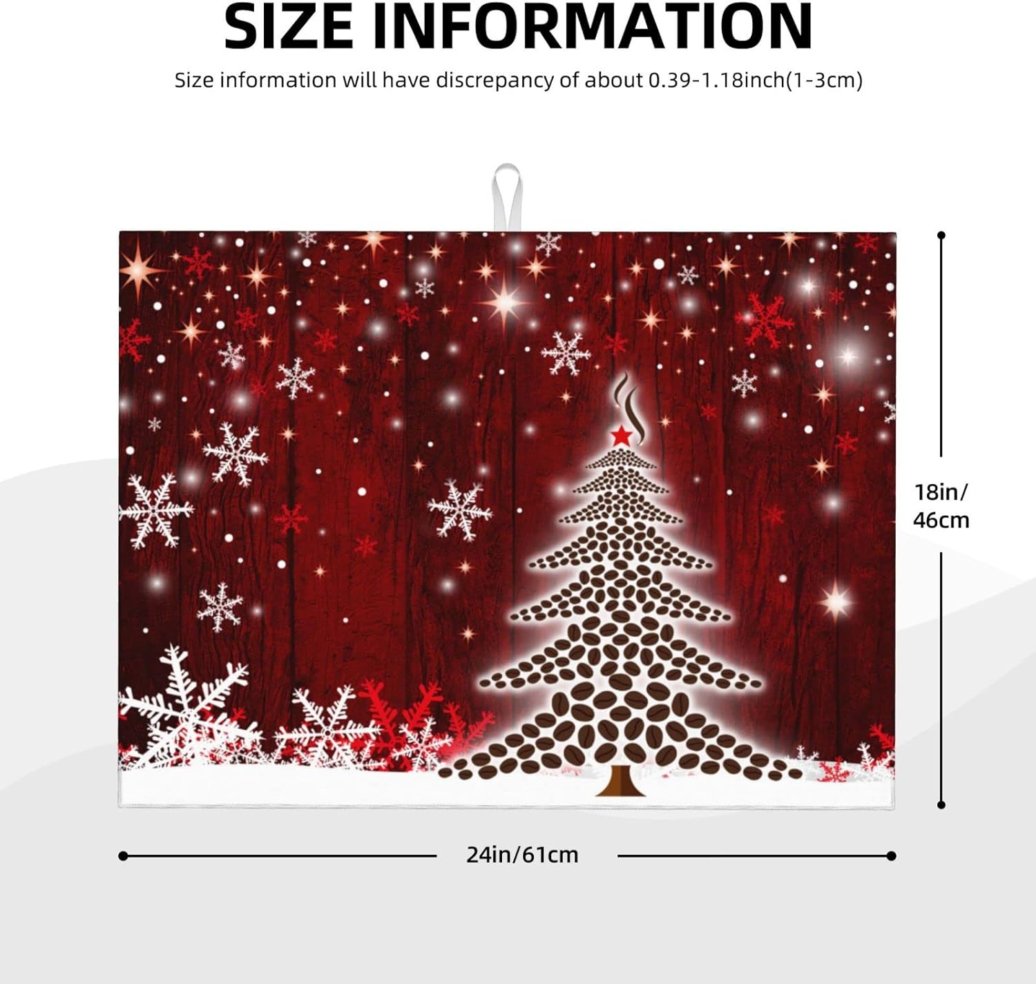 Large Dish Drying Mats For Kitchen Counter Microfiber Kitchen Drying Mat XL Draining Pad Absorbent Quick Drying Dish Mat 18x24 Inch - Christmas Tree