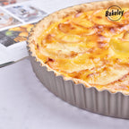 10-Inch Round Tart Pan with Loose Removable Bottom, Non-Stick Carbon Steel Quiche Pan for Oven Baking (Champagne Gold)