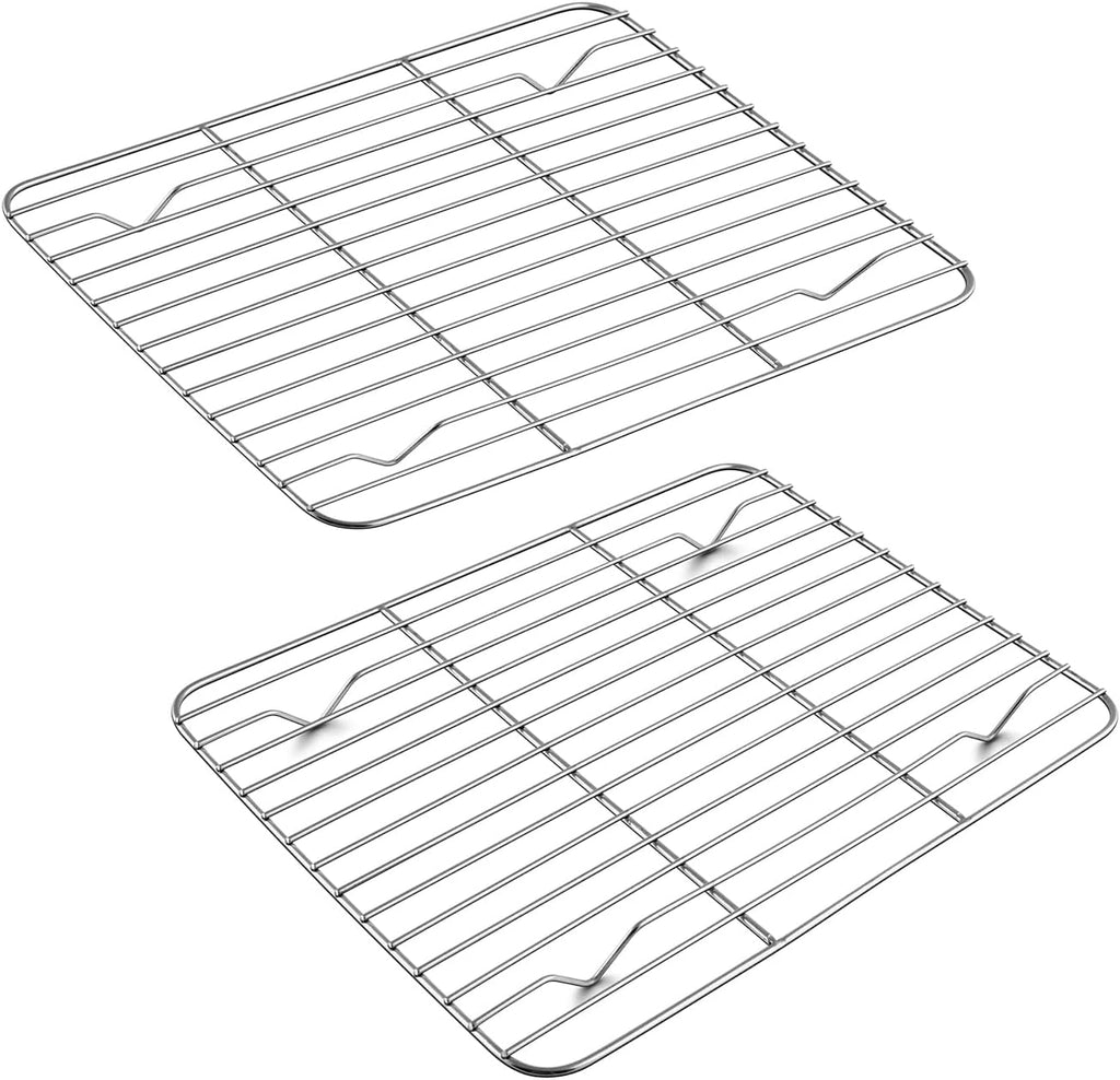 TeamFar Cooling Rack, 9.75” x 7.5” Stainless Steel Wire Baking Rack for Cooking Roasting Grilling, Fit for Oven Pan, Oven & Dishwasher Safe, Non-toxic & Heavy-Duty, 2PCS