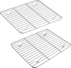 TeamFar Cooling Rack, 9.75” x 7.5” Stainless Steel Wire Baking Rack for Cooking Roasting Grilling, Fit for Oven Pan, Oven & Dishwasher Safe, Non-toxic & Heavy-Duty, 2PCS
