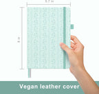 &And Per Se Dotted Journal Notebook for Women&Men with Pattern, A5 Leather Hardcover, 160 Pages 100GSM Thick Dotted Paper, 3 Sheets of Stickers Included(Light Blue)