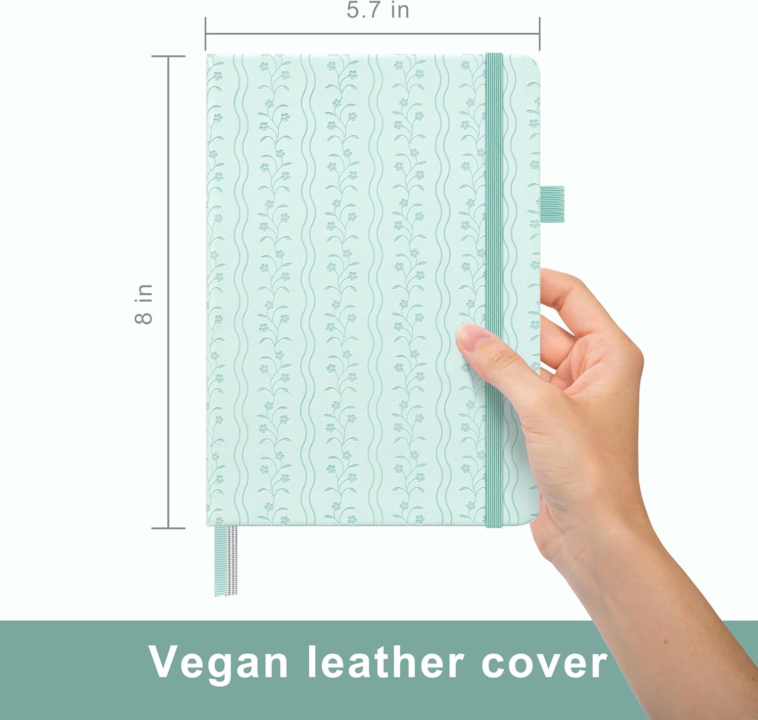 &And Per Se Dotted Journal Notebook for Women&Men with Pattern, A5 Leather Hardcover, 160 Pages 100GSM Thick Dotted Paper, 3 Sheets of Stickers Included(Light Blue)