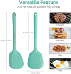 13.6" Solid Silicone Turner: U-Taste 600ºF Heat Resistant Kitchen Spatula Flipper, Food Grade Flexible Wide Seamless Rubber Cooking Utensil for Egg, Pancake, Burger in Nonstick Cookware (Aqua Sky)