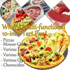 10 Inch Nonstick Tart Pan with Removable Bottom, Carbon Steel Quiche and Pie Pan- 1.1-Inch Depth, Fluted Edges for Baking Tarts, Quiches, Mousse Cakes, and Desserts