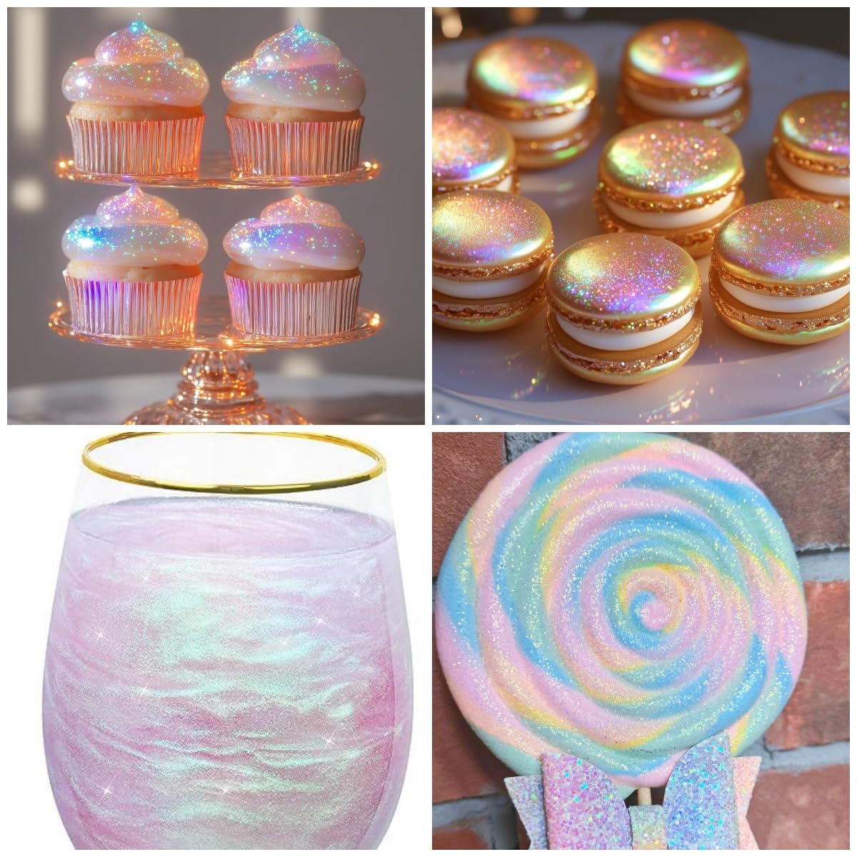 Iridescent Edible Glitter - Herbeklab Edible Glitter Spray 10g Edible Iridescent Glitter for Cakes Food Grade Drink Glitter Rainbow Edible Glitter for Cocktails Chocolate Strawberry