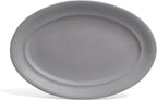 over&back Rim Stoneware Serving Platter - Elegant 1-Piece Oval Serving Platter to Complete Your Kitchen Set - 16" L x 10.8" W Semi-Matte Charcoal