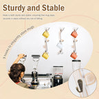 3 Pack Wood Coffee Mug Wall Rack with 9 Hooks Wall Mount Coffee Cup Holder White Espresso Cup Display Stand Tea Cup Hanger Display Wall for Kitchen Cafe Bar