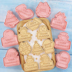 8 Piece Christmas Cookie Cutters, 3d Raised Design Gingerbread Cookie Stamps, Cookie Cutter Set suitable for Frosting Decoration, Mini Pie Molds, Apple Pie Pastry Biscuit Cutter (Christmas-F)