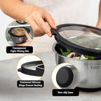 Mixing Bowls with Lids Set - Non-Slip, Airtight Warp-Proof TPR-AS Lids, Thicker Stainless Steel Bowls, Measurement Lines & 3 Graters, Prep Meal Bowl, Black Nesting Bowl for Kitchen, 5/3/2/1.5/0.63QT