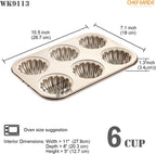 CHEFMADE Madeleine Mold Cake Pan, 6-Cavity Non-Stick Spherical Shell Madeline Bakeware for Oven Baking (Champagne Gold)
