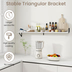 Dreamland 8 inch Deep Floating Shelves for Wall, 55W x 8D Wall Mounted Shelves Set of 2, Wide Display Ledge Shelf with Sturdy Metal Brackets for Living Room, Bathroom, Bedroom and Kitchen, White