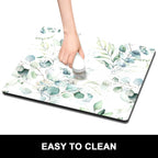 Rnivvi Dish Drying Mat for Kitchen Counter, 16 x 18" Cute Boho Theme Absorbent Heat Resistant Drying Pad with Non-slip Rubber, Coffee Bar Mats for Dish Rack Kitchen Decor Accessories, Leaves