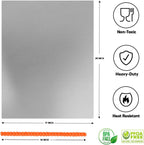 Oven Liners for Bottom of Oven Silver (2-pack) Bundled with Rack Shield (2-pack) - Large Mat for Bottom of Stove (17"x 25") and 14" Orange Range Guards for Racks - Reusable & Heat Resistant