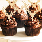 Wooden Deer Cupcake Toppers Antler Cake Picks Wedding Baby Shower Birthday Hunting Rustic Country Party Cake Decoration Supplies 24 Counts