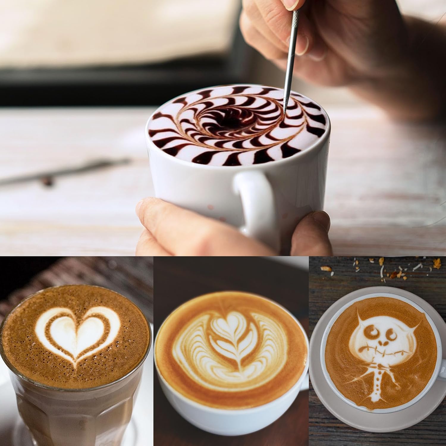 Milk Frothing Pitcher, 12oz Stainless Steel Milk Frother Cup Steaming Pitcher, Coffee Bar Cappuccino Espresso Machine Accessories Barista Tools, Metal Pitcher Milk Jug with Latte Art Pen, Matte Black