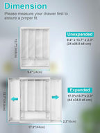 Silverware Organizer Metal Mesh, Drawer Organizer, Utensil Cutlery Tray for kitchen drawers,Expandable Flatware Organizer with 7 Compartment White 9.4"~17.3" x 13.7"