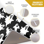 Halloween Bat Ghosts Dish Drying Mat for Kitchen Counter,Halloween Spooky Ghost Black and White Drying Mat 18 x 24 Inch Microfiber Dish Drying Pad Dish Rack Pad Drainer Mat for Coffee Bar