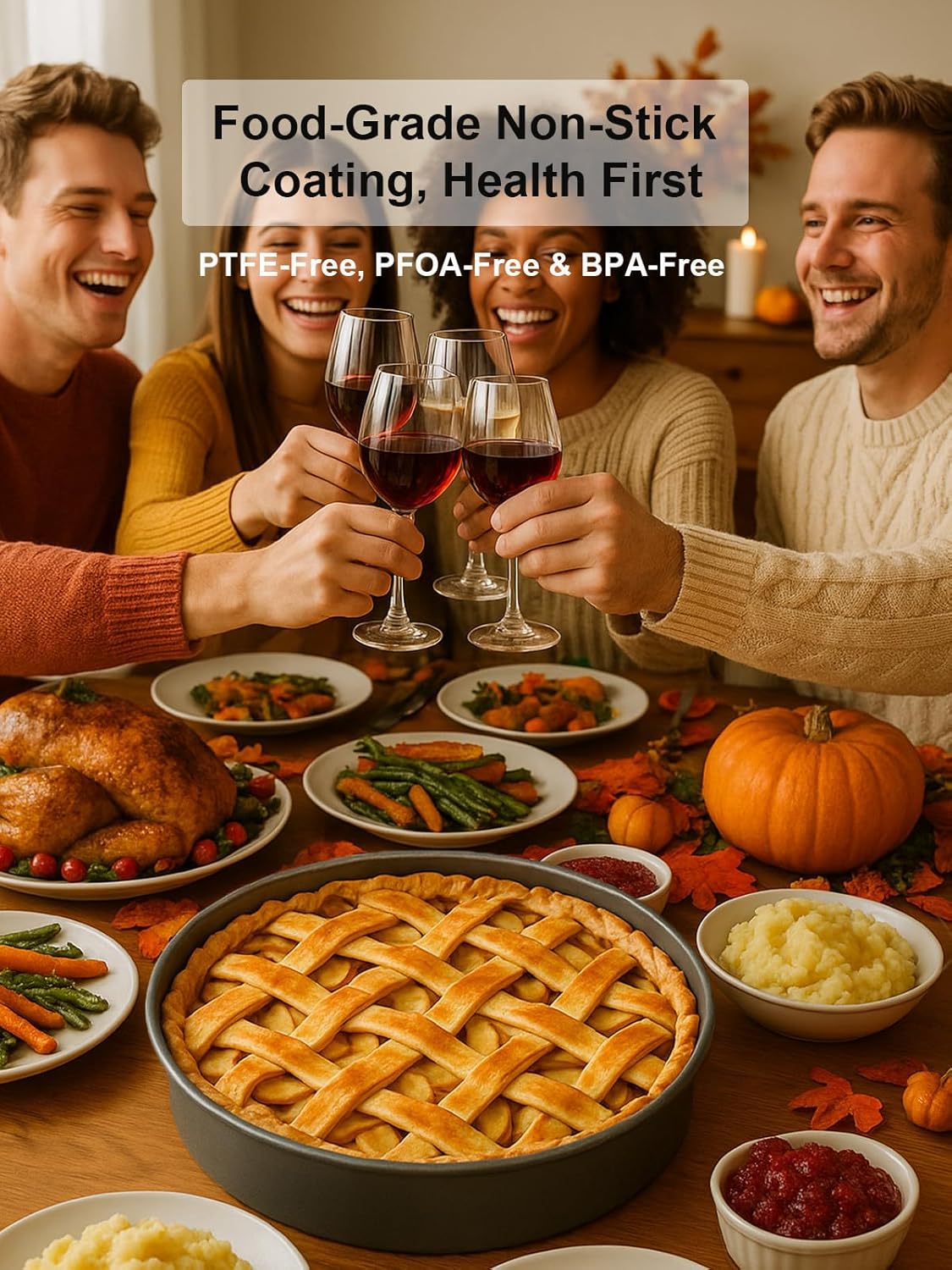 10×2.6 Inch Deep Pie Pan with Cake Server for Pie Tart Quiche Baking. Round Cake Pan with Non-Stick Coating, Rugged Carbon Steel. Gift for Women Wife Christmas Thanksgiving Party Festival