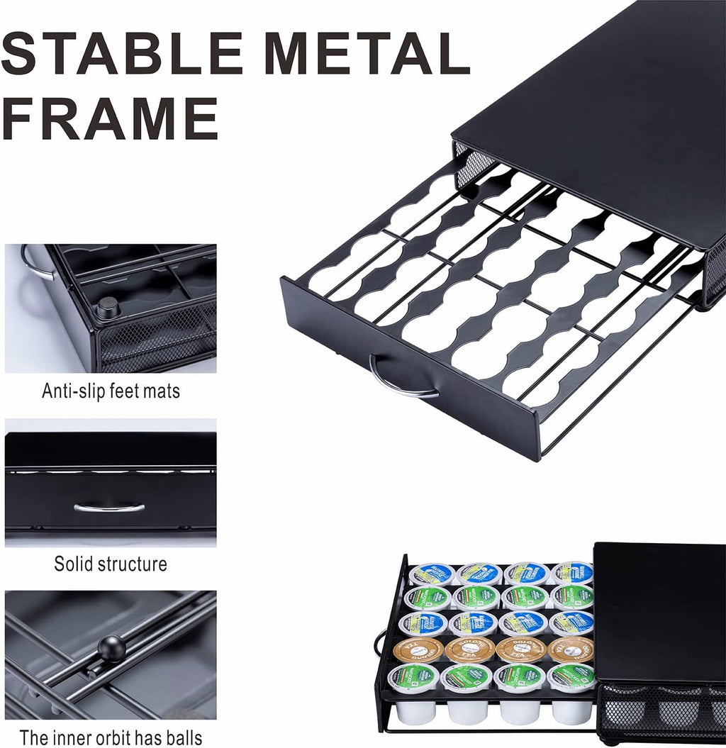 ZCDCP K Cup Holder Drawer, Coffee Pod Holder for K Cup Organizer, Keurig Coffee Pods Holder Capsule with 35 Pods, K Cup Coffee Holder Black