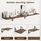 RICHFOCUS 12 Inch Deep Floating Shelves for Wall, 16" W x 12" D Wood Wall Shelves Set of 2, Wide Floating Shelves for Living Room, Bedroom, Kitchen, Bathroom and Decor Storage, Walnut