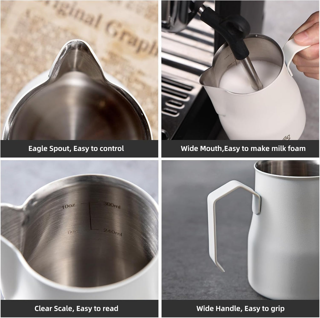 Milk Frothing Cup 450ML - Espresso Steaming Pitcher with Large Handle and Spout,Cappuccino Latte Art Cup for Barista and Home Cafe