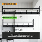 BAMEOS 35 Inch Wall Hooks With Shelf - Entryway Hanging Wood Coat Rack With 7 Dual Hooks for Bathroom, Living Room, Bedroom (Black)
