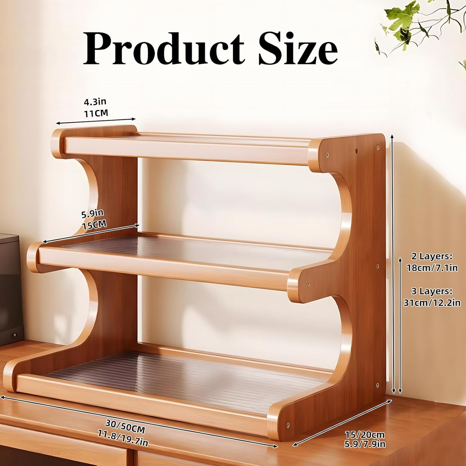 Coffee Station Organizer 3 Tier Coffee Mug Shelf Bamboo Cup Holder Acrylic Home Storage Mugs Hooks for Kitchen Countertops, Tea Bar Accessories, Matcha Stand, Cups, Condiment Storage Rack