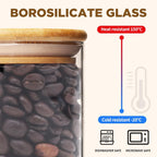 32oz Glass Food Storage Jars, Glass Jars with Bamboo Lids, Kitchen Storage Jars, Canisters with Airtight Lids for Spice, Coffee, Cookie, Set of 4, Pantry Organizers